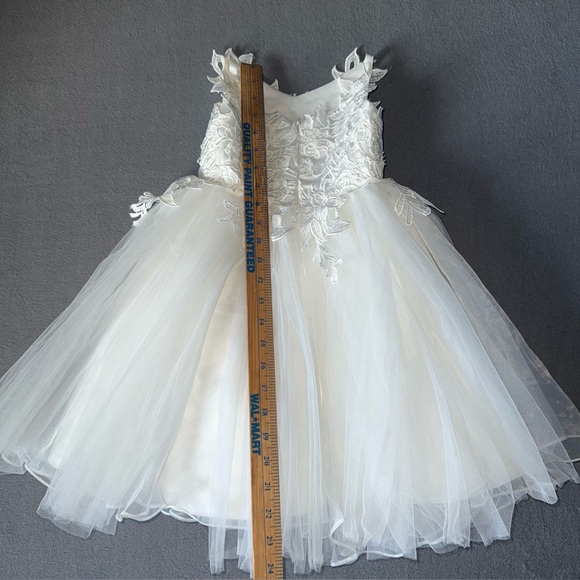 Miami Flower Girl Wedding Elegant White Lace Dress zip back full lined size 3 - Picture 8 of 16
